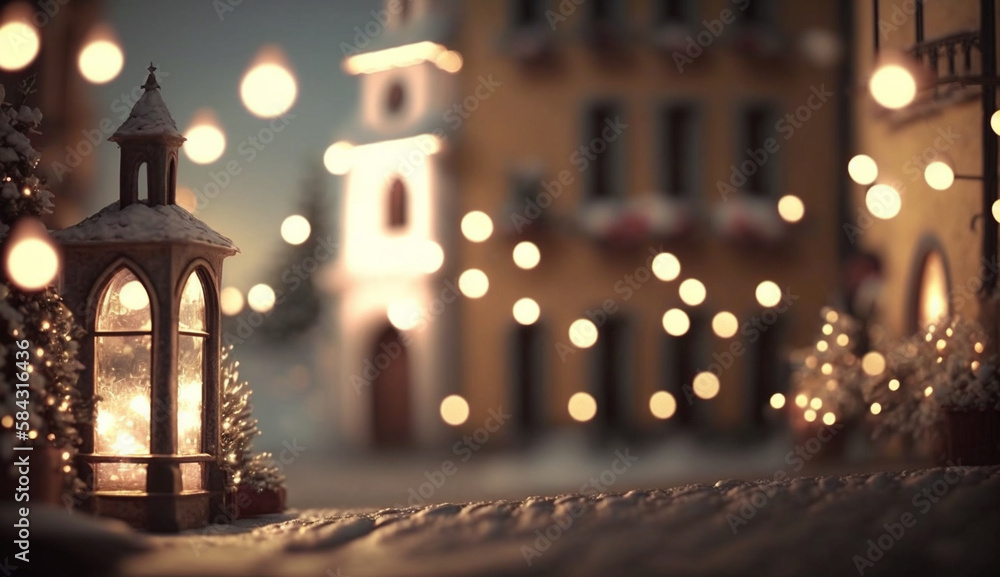 Enchanting Christmas Scene with Snowy Streets and Illuminated Homes Enchanting Christmas Scene with Snowy Streets and Illuminated Homes