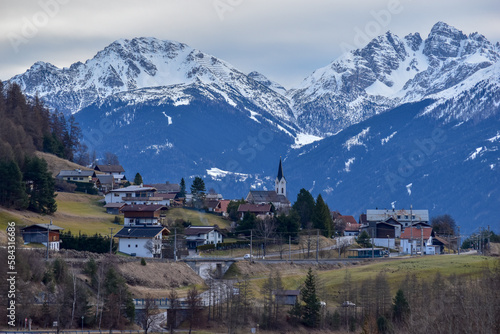 Beautiful view on little mountainous village, Seefeld in Tirol.