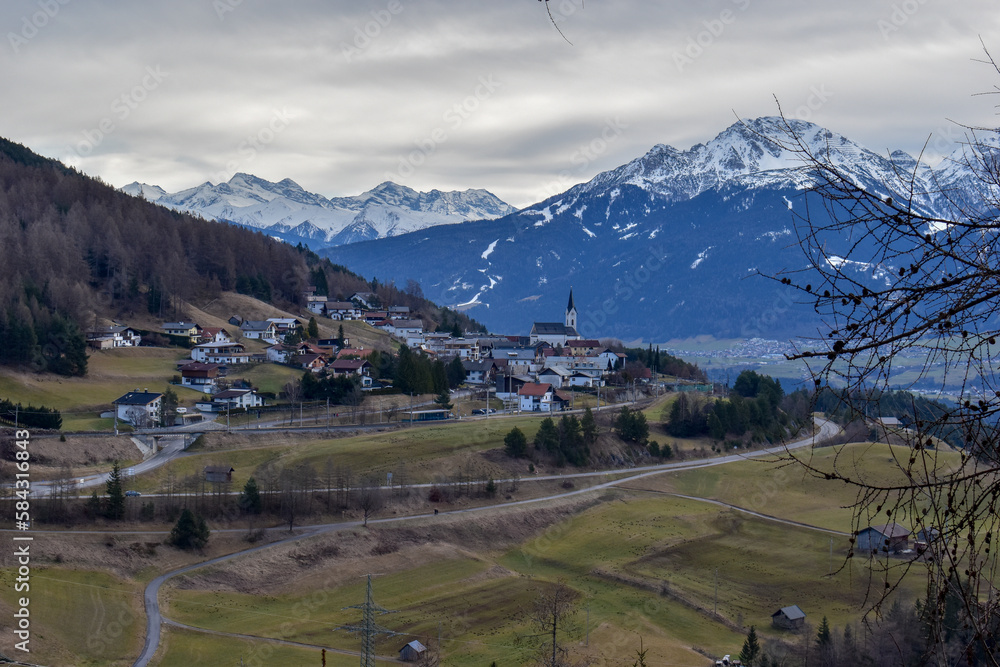 Fototapeta premium Beautiful view on little mountainous village, Seefeld in Tirol.