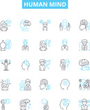 Human mind vector line icons set. Thought, Intellect, Psychoanalysis, Consciousness, Cognition, Memory, Imagination illustration outline concept symbols and signs