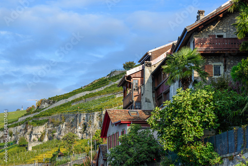 Village dans les vignobles du Lavaux en Suisse  © PPJ