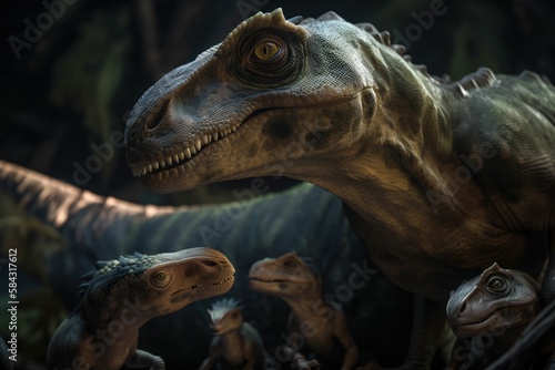 dinosaur family. Generative AI. © Shreyash