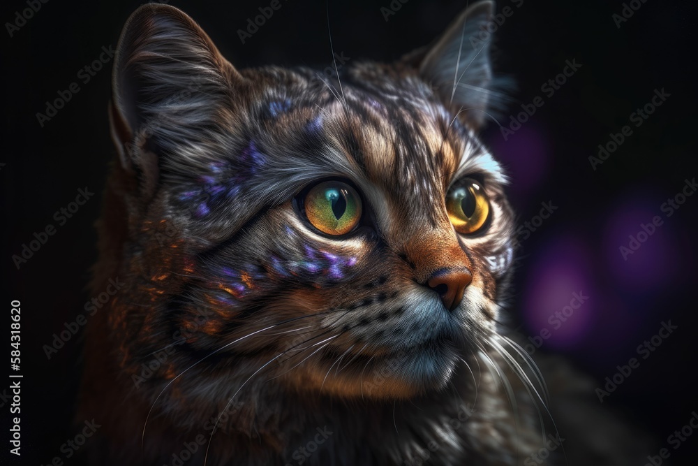 Obraz premium a detailed portrait of a cat. Generative AI.