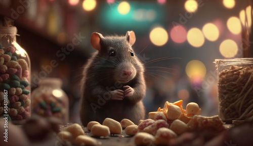 Sweet Thief: A Funny Rat in a Candy Shop © artefacti