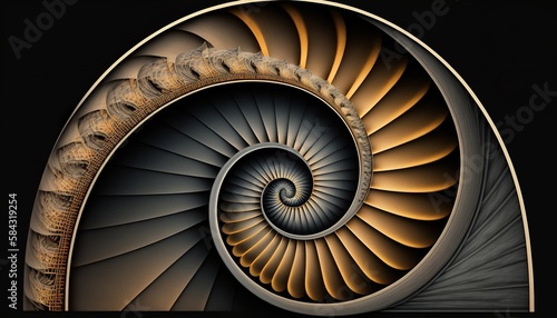 a colorful  fascinating spiral with a Fibonacci pattern