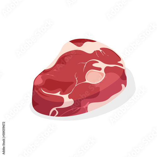 Uncooked fresh meat steak. Meats cut. Beef tenderloin. Pork chop. Vector illustration in trendy flat style isolated on white background.	