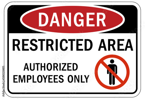 Employee entrance only sign and labels restricted area, authorized employees only