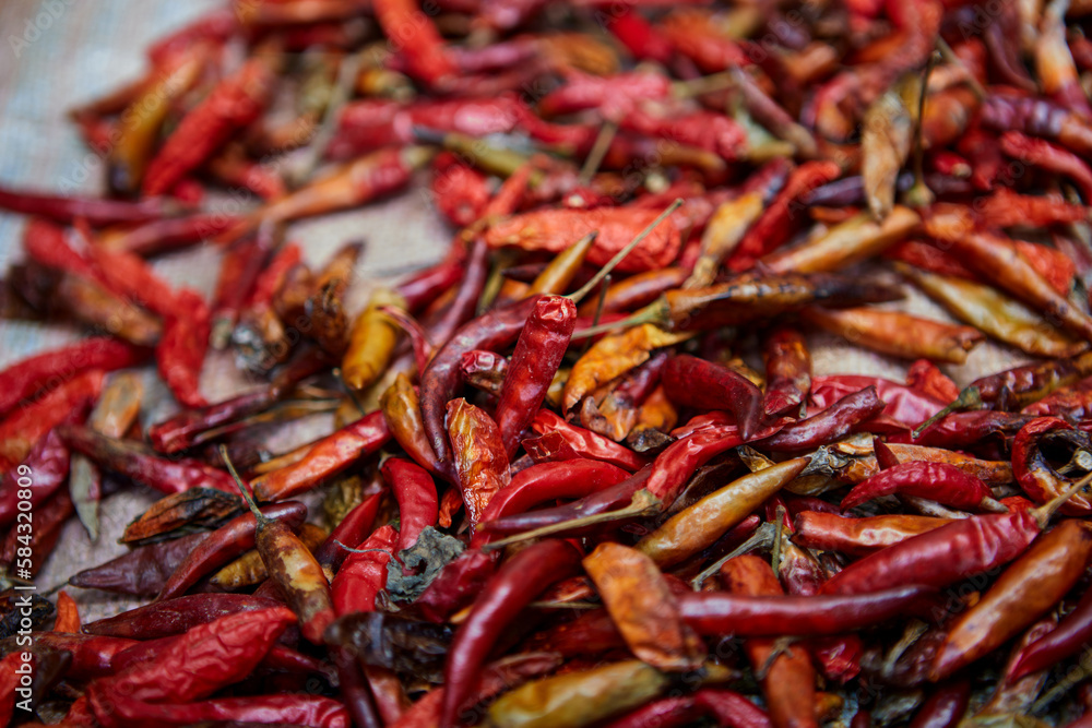 Dried red hot peppers