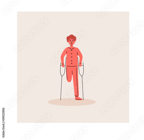 Smiling man with a prosthetic leg. The concept of inclusion and diversity.