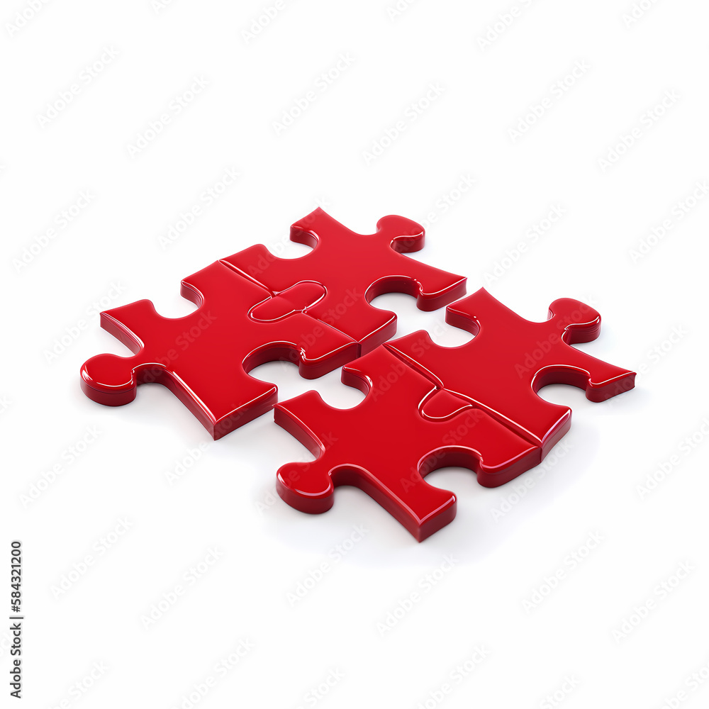 Red puzzle pieces, Generative AI Red puzzle pieces, Generative AI