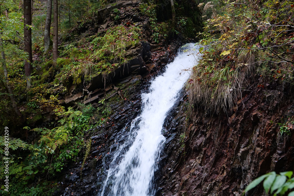 Zhenetskyi Huk waterfall in Carpathians, Gorgany mountains, western Ukraine Zhenetskyi Huk waterfall in Carpathians, Gorgany mountains, western Ukraine