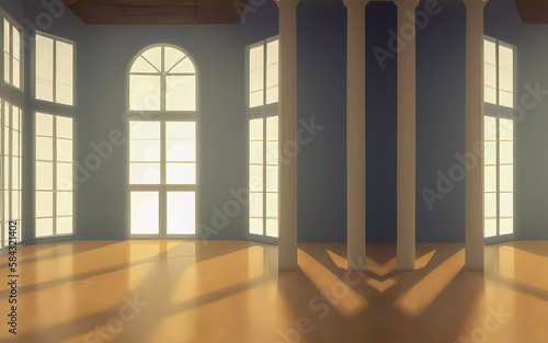 Modern interior design and old walls, generative AI