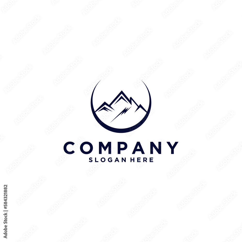 simple mountain logo template in white background