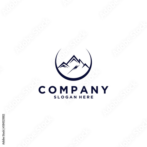 simple mountain logo template in white background
