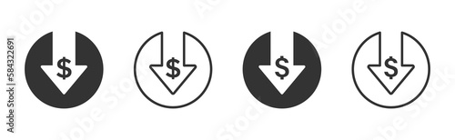 Cost reduction flat vector icons