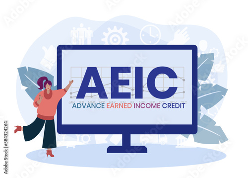 AEIC - Advance Earned Income Credit acronym. business concept background. vector illustration concept with keywords and icons. lettering illustration with icons for web banner, flyer
