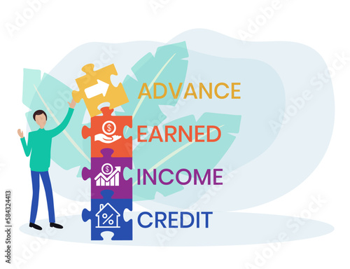 AEIC - Advance Earned Income Credit acronym. business concept background. vector illustration concept with keywords and icons. lettering illustration with icons for web banner, flyer