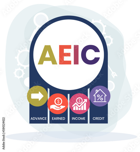 AEIC - Advance Earned Income Credit acronym. business concept background. vector illustration concept with keywords and icons. lettering illustration with icons for web banner, flyer