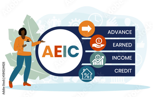 AEIC - Advance Earned Income Credit acronym. business concept background. vector illustration concept with keywords and icons. lettering illustration with icons for web banner, flyer photo