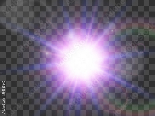 Bright beautiful star.Illustration of a light effect on a transparent background. 