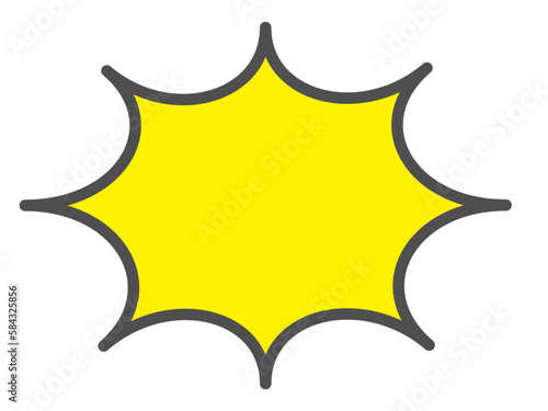 トゲトゲのフキダシ　黄色・グレー枠線