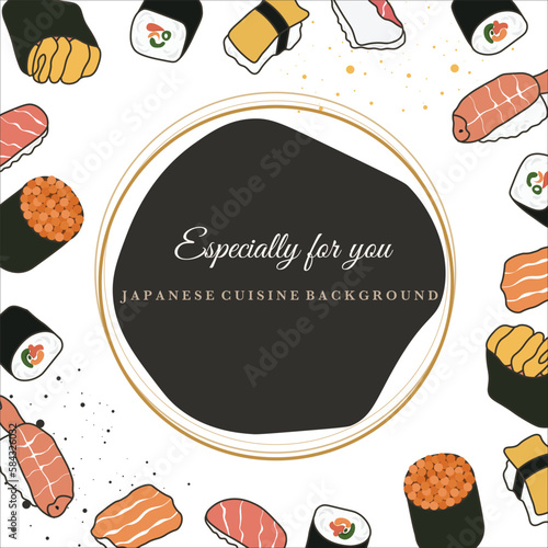vector kawaii sushi poster illustration