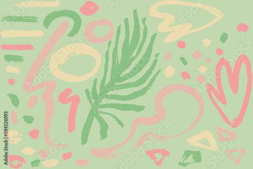 Abastract Contemporary Dry Brush Green Print