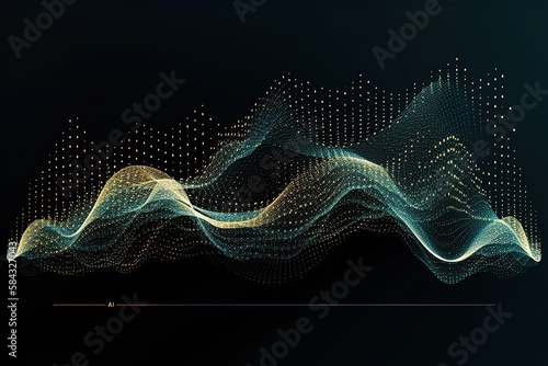 Abstract digital wave of particles. Futuristic point wave. Technology background vector. Vector illustration, Generative AI