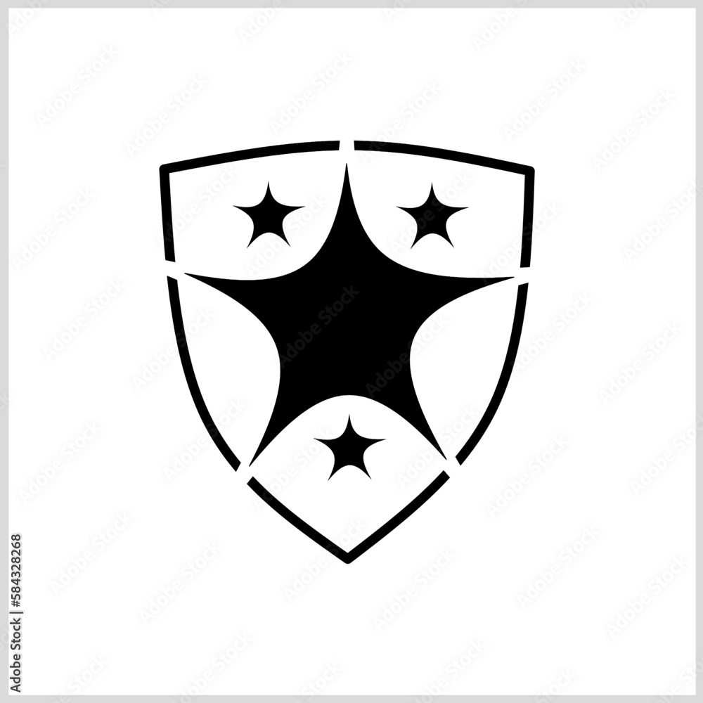 Shield star icon black color. Vector Illustration for Icon, Symbol