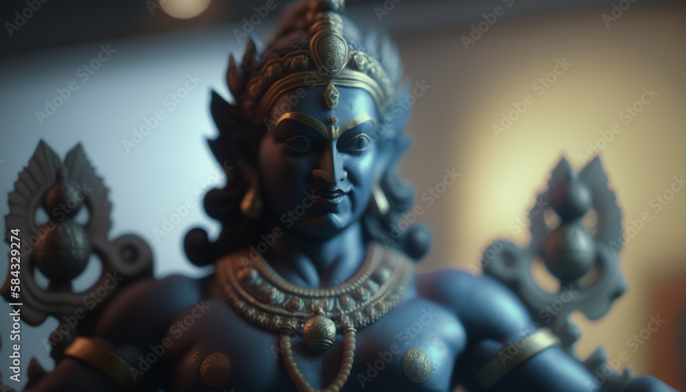 Fototapeta premium Majestic Portrait of Vishnu, the God of Protection and Preservation