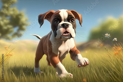 Cute CartoonBoxer Puppy Run...