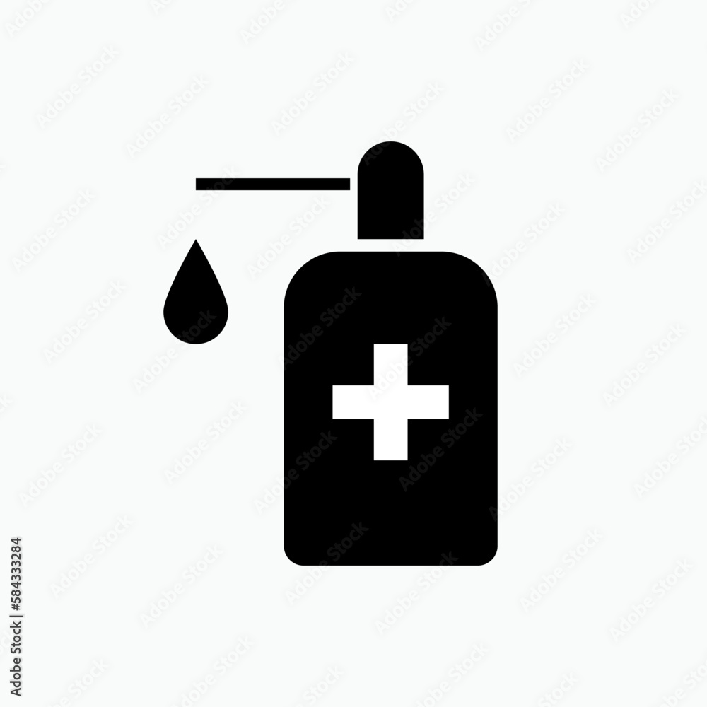 Obraz premium Use Sanitizer Icon. Direction for Sterilizing Human Body. Sign and Illustration of Prevention of Viruses. 