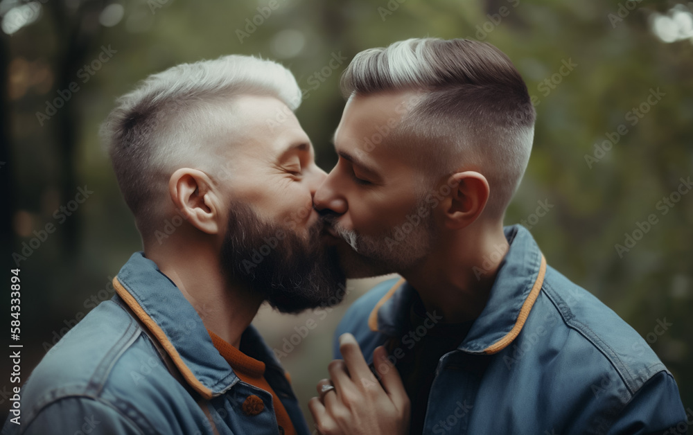 Two Gay Men Kissing In Public Sharing A Moment Of Love Concept Of Gay two-gay-men-kissing-in-public-sharing-a-moment-of-love-concept-of-gay