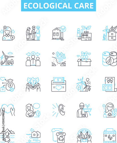 Ecological care vector line icons set. ecology, conservation, sustainability, environment, natural, organic, flora illustration outline concept symbols and signs