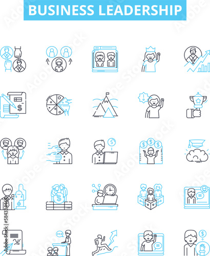 Business Leadership vector line icons set. Management, Strategy, Planning, Entrepreneurship, Motivation, Delegation, Decisiveness illustration outline concept symbols and signs