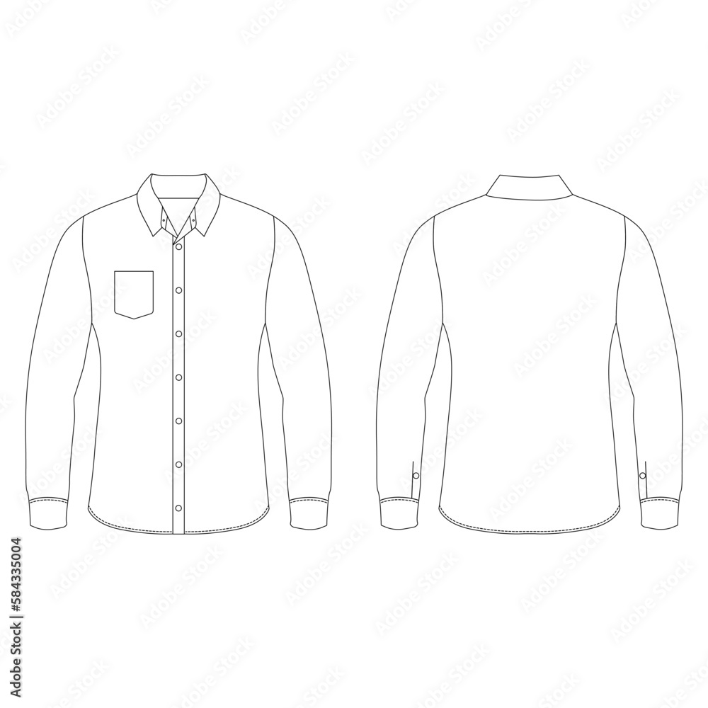 Mens long sleeve shirts vector for template. White long sleeve uniform front and back view Mens long sleeve shirts vector for template. White long sleeve uniform front and back view