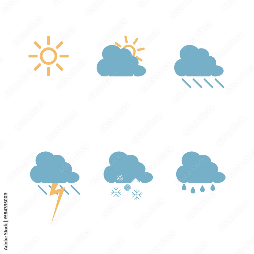 Simple weather icon set. Flat vector isolated on white background Simple weather icon set. Flat vector isolated on white background