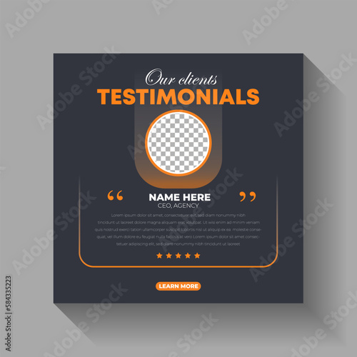 Customer feedback testimonial creative Instagram Post and social media banner design or square flyer template	
