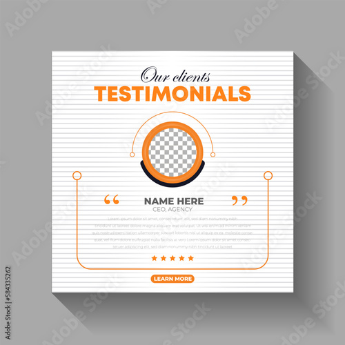 Customer feedback testimonial creative Instagram Post and social media banner design or square flyer template	
