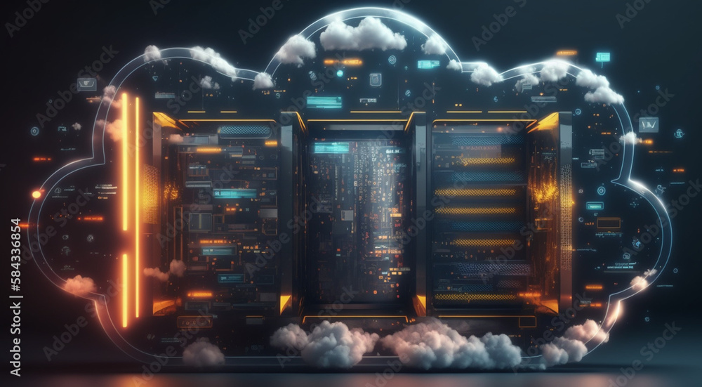 Cloud technology computing, big database, data center concept, modern ...