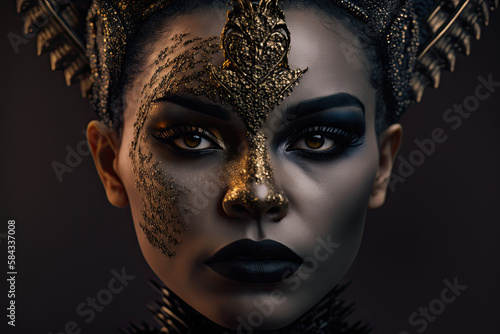 surreal portrait of a woman with gold, background, Generative Ai © Andrijan