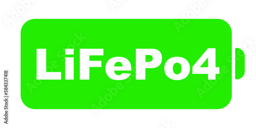 LiFePo4 battery symbol icon illustration