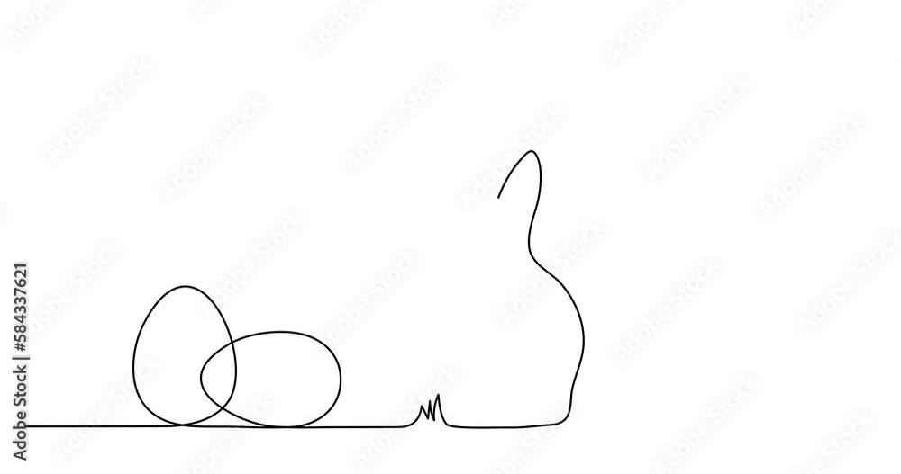 Easter bunny and eggs one line animation, hand drawn paschal rabbit continuous contour motion.Christian holiday design, festive decoration,simple design.4k movie Easter bunny and eggs one line animation, hand drawn paschal rabbit continuous contour motion.Christian holiday design, festive decoration,simple design.4k movie