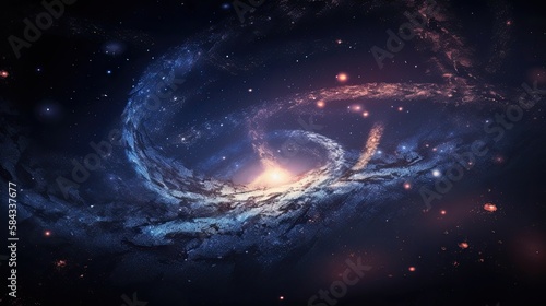 Exploring the Cosmic Spiral  A Stunning View of a Gigantic Galaxy with Starlight in the Background  Generative AI