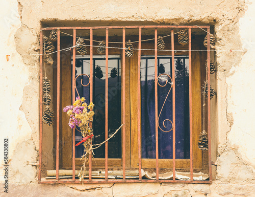 old window with flowers