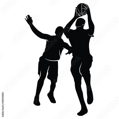 Vector set of Basketball player silhouettes, Basketball silhouettes