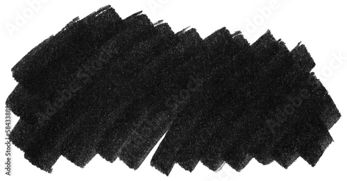 Black marker paint texture. Stroke isolated on transparent background