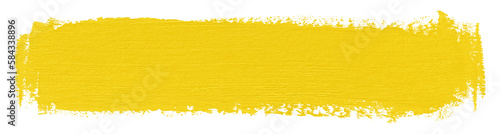 Yellow stroke of paint texture isolated on transparent background