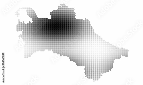Turkmenistan dotted map with grunge texture in dot style. Abstract vector illustration of a country map with halftone effect for infographic. 