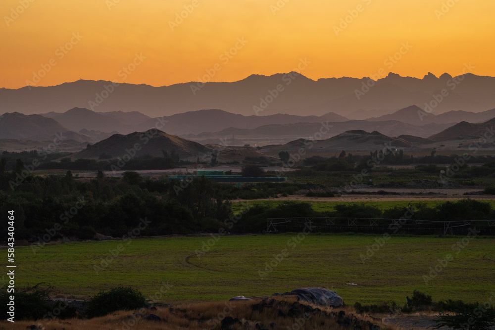 saudi arabian landscape in golden  hour 
